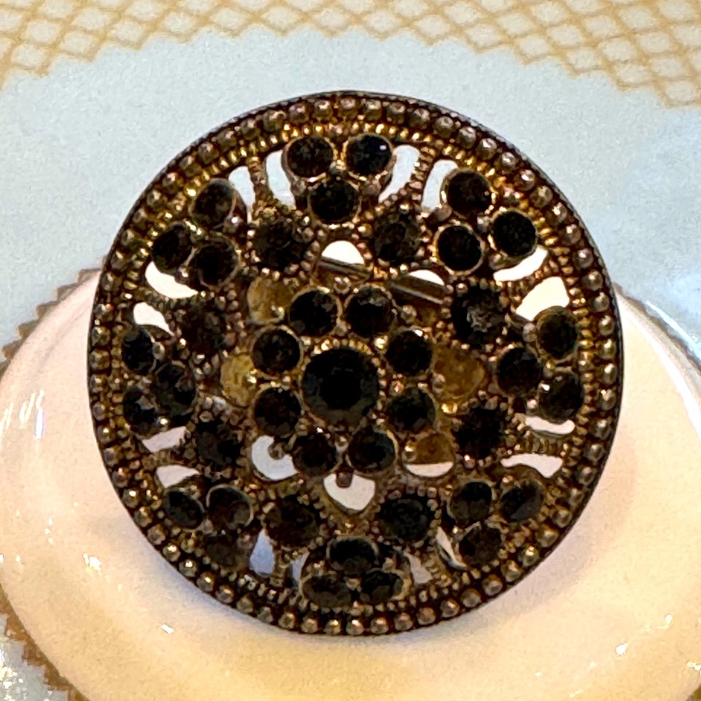 Brass ring black stone